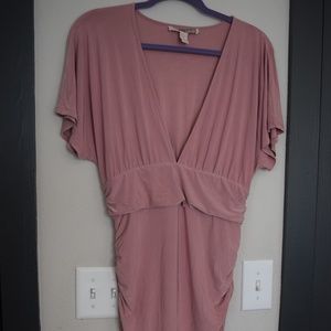 Soft Pink Low V-Cut Neck Dress